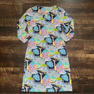 J. McLaughlin Carly Catalina cloth sheath colorful stretch V neck dress small